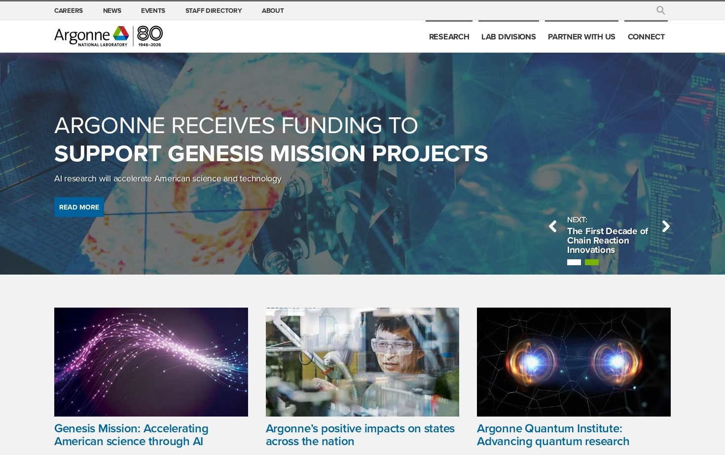 Argonne National Laboratory 页面快照